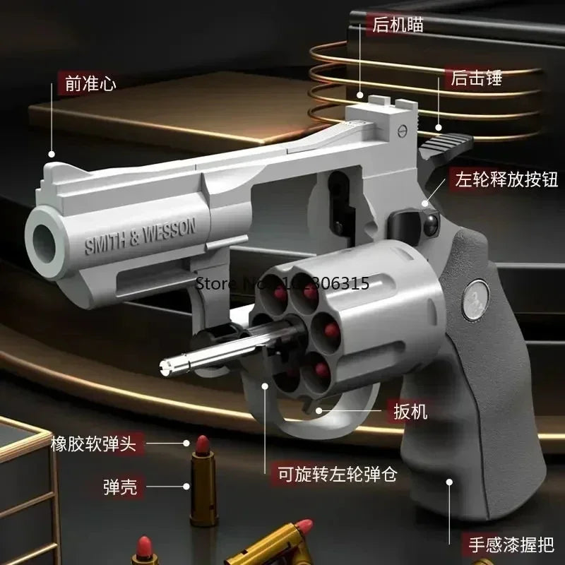 2025 Birthday Party Gift: ZP5 Wheel Soft Bullet Gun 357 Simulation Shooting Toy Pistol Adult Boy Children Soft Bullet Toy Gun