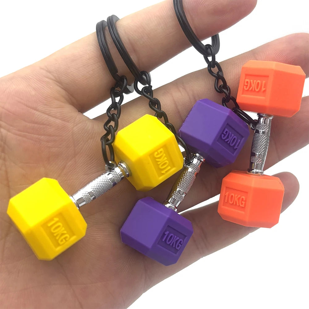 Gym Gifts DIY Barbell Keychain Gym Lovers PVC Charms Bags Keychain Kettlebell Dumbbell Pendant Keychain Jewelry Accessories