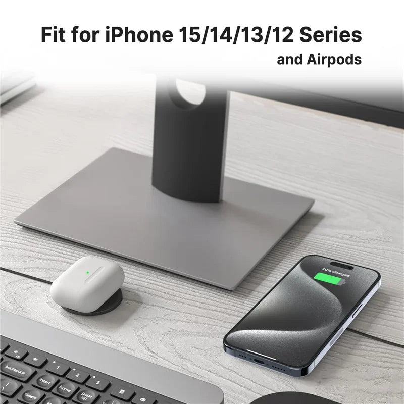 Magnetic Wireless Charger Pad Stand for iPhone 16 15 14 13 Pro Max Mini Airpods PD Macsafe Earphone Phone Fast Charging Station