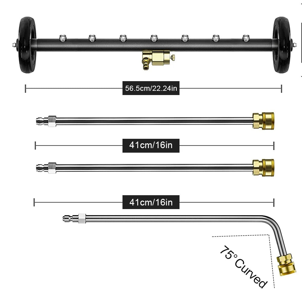 22 Inch Pressure Washer 1/4 Quick Connector Water Broom Under Car Chassis Floor Wash 4000 PSI Car Chassis High Pressure Washer