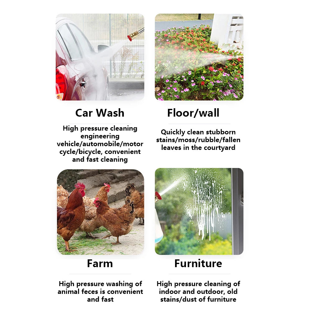 60BAR Wireless High Pressure Car Wash Water Gun Car Washer Self Priming Sustain 300W For Auto Home Garden Cleaning Car Washing