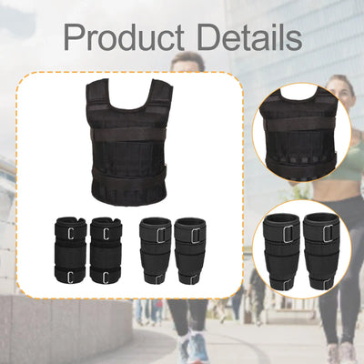 Weight Vest Sports Strength Training Running Breathable Muscle Building Versatile with Leg and Hand Straps Exercise Workout Gear