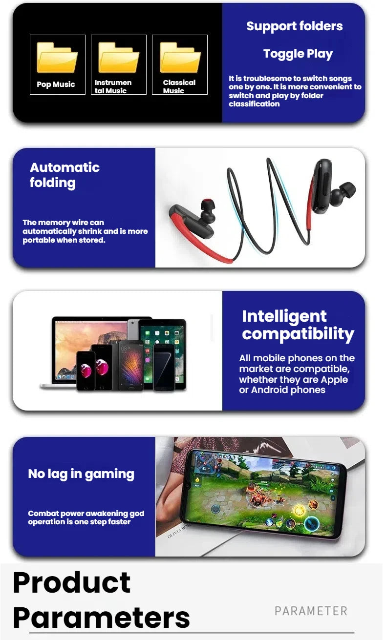 Wireless Earbuds Bluetooth 5.4 Headphones Bluetooth Gym Running Headphones 32GB MP3 Player for Workouts, Running, Cycling