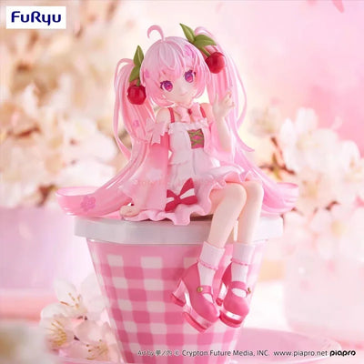 2025 New Sakura Miku Anime Toy Cute Hatsune Miku Pretty Girl Sitting Style Figurine Model Collection Toy Gifts