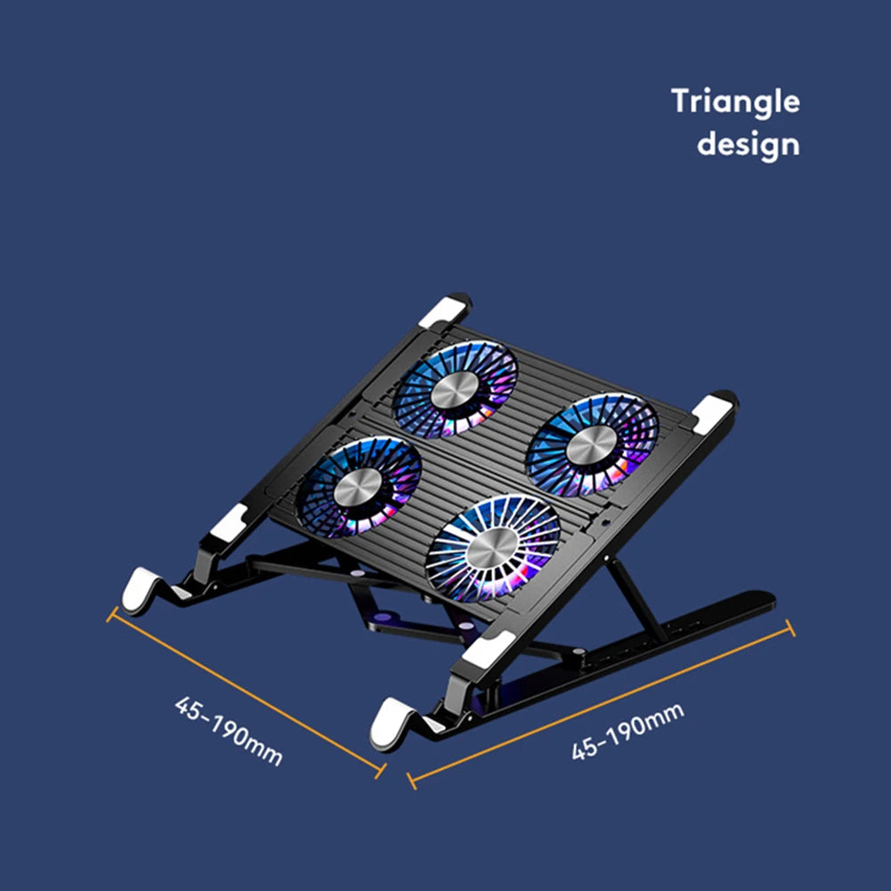 Laptop Cooling Pad with 2/4 Fans Foldable Gaming Laptop Cooler Fan RGB Silent Portable Laptop Holder for 11-17.3 Inch Notebook