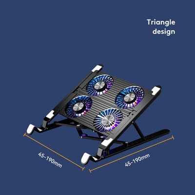 Laptop Cooling Pad with 2/4 Fans Foldable Gaming Laptop Cooler Fan RGB Silent Portable Laptop Holder for 11-17.3 Inch Notebook