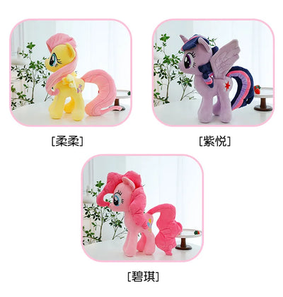 New My Little Pony Plush Doll Anime Twilight Sparkle Fluttershy Pinkie Pie Cartoon Soft Ornament Birthday Kawaii Toy Kid Gift