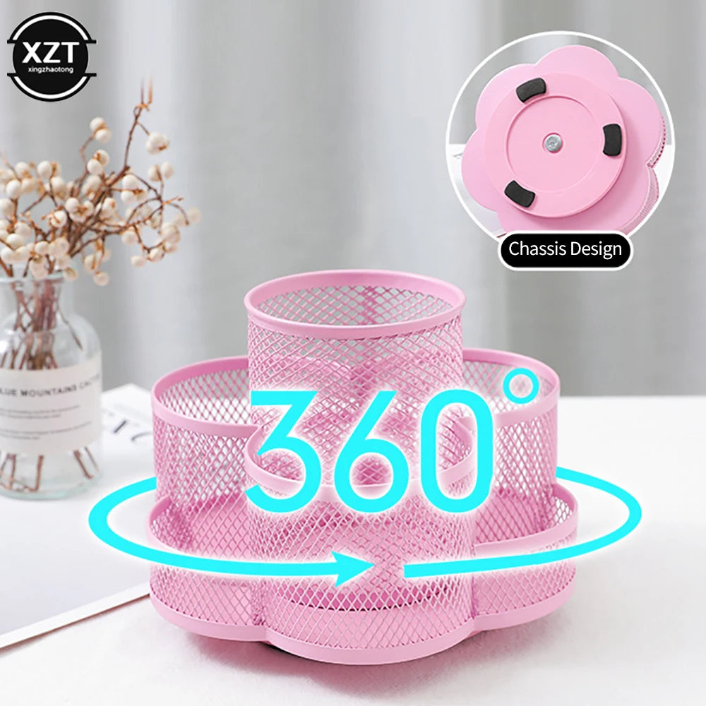 New Home Office Large Capacity Art Supply Space Saving 360 Degree Rotating 7 Compartments Pencil Holder Desk Organizer Workspace