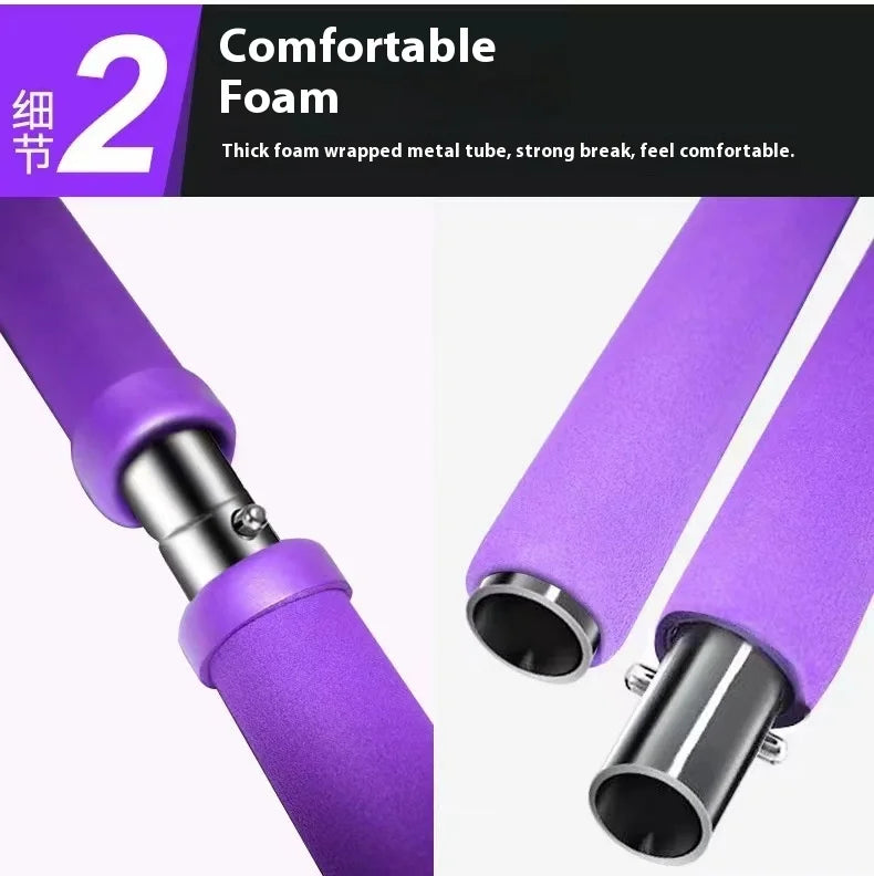 Adjustable Pilates Stick - Portable Fitness Bar with Resistance Bands