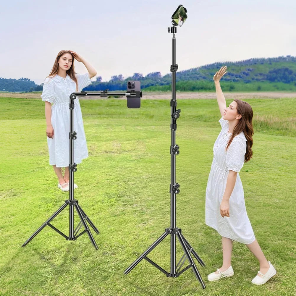 Phone Tripod Adjustable Horizontal Overhead Tripod Horizontal Stand for Video Recording