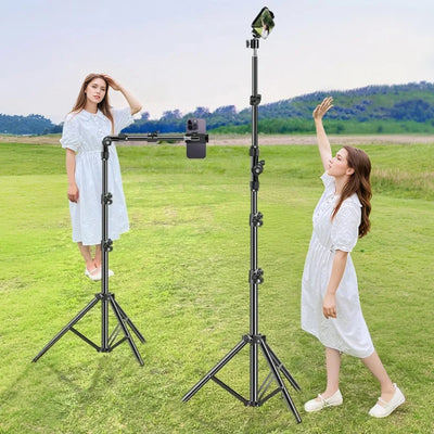 Phone Tripod Adjustable Horizontal Overhead Tripod Horizontal Stand for Video Recording