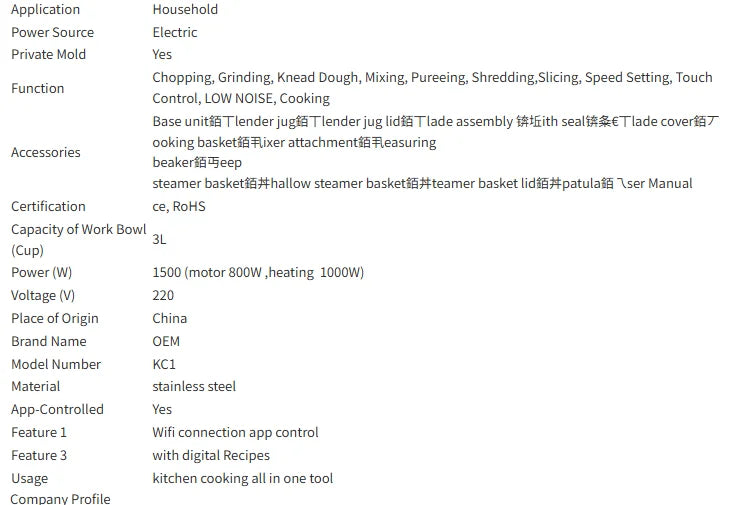 Multifunctional Kitchen Robot Kitchen  Processor Cooking Machine Cooker Food Mixer Thermomixer