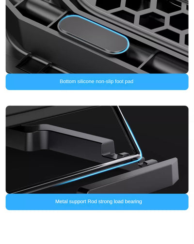 12-17 Inch Laptop Cooling Pad - 6 Quiet Fans Portable Air Cooler for Notebook Gaming with Stable Stand USB