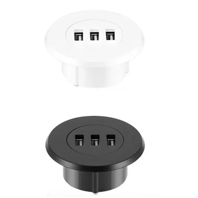 Multi Port USB Desktop Embedded Charger For Mobile Phone 3 In 1 USB HUB Computer Desk One Drag Three Data Line Splitter Charging
