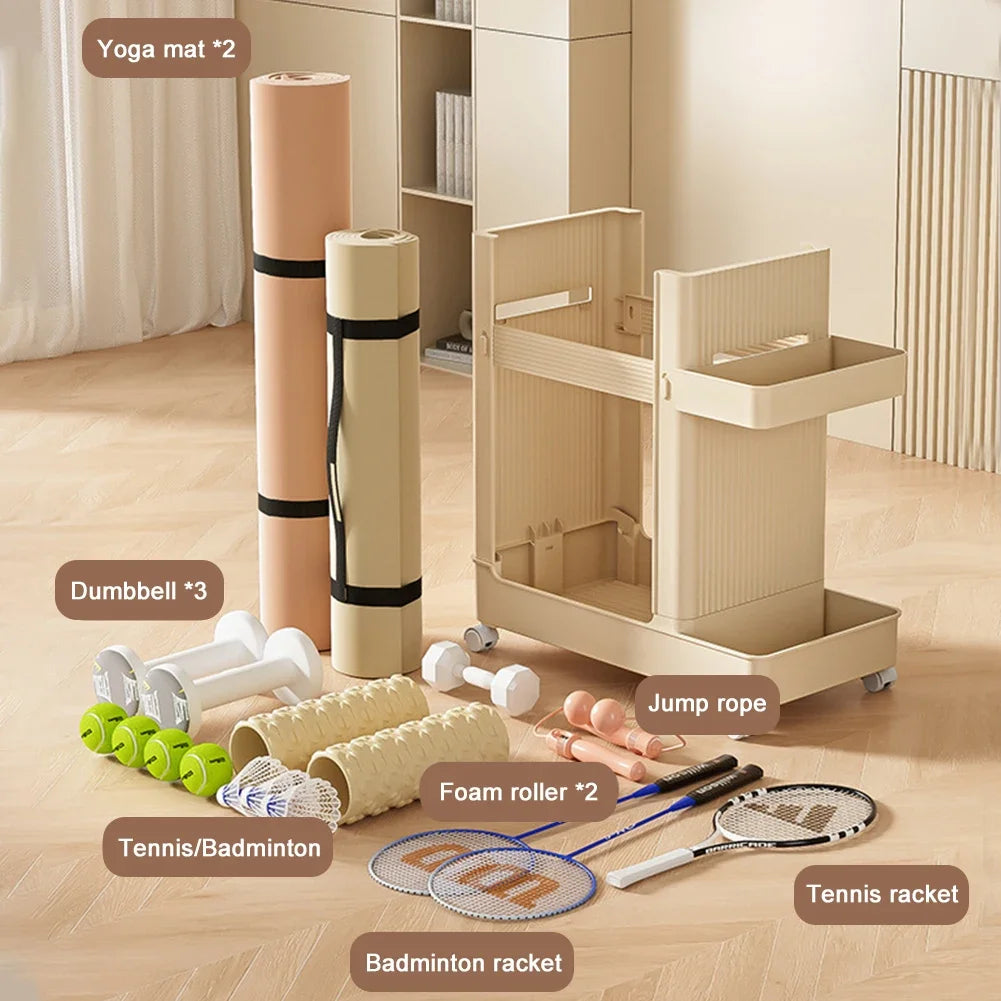 Gym Equipment Organizer Trolley with Wheels Sports Equipment
