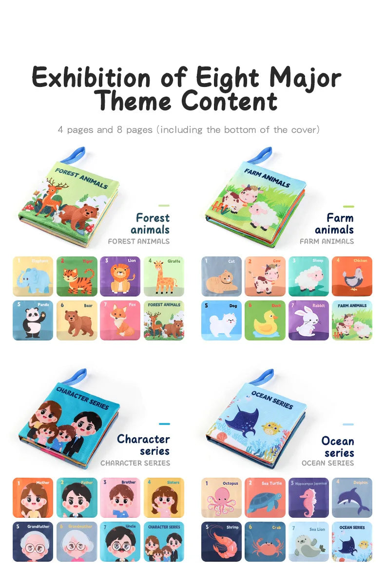 Soft Baby Books toys Montessori 3D Touch Feel High Contrast Cloth Book Sensory Early Learning games for kids Educational toys