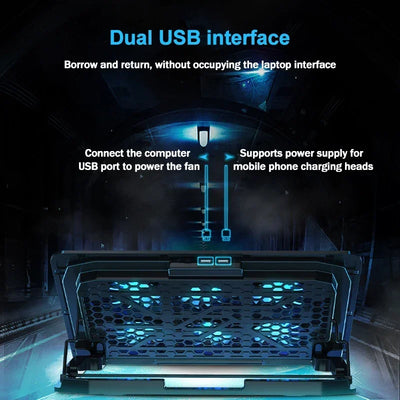 S6 Laptop Game 6 Cooling Fans Pad Compatible with 13-17.3 Inch Multi Heights Adjustable for Notebook Ultrabook Gamebook Macbook