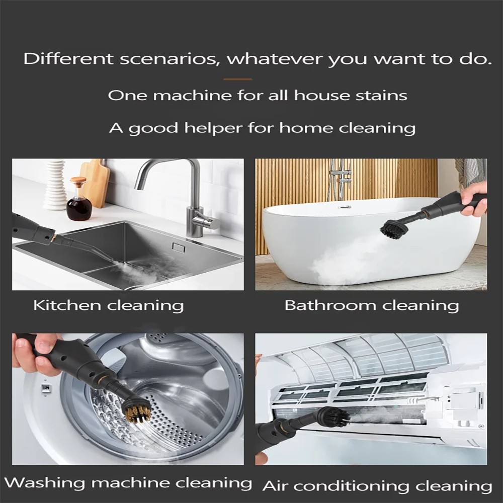 Steam cleaner, 3-level adjustable handle, 15-year heating element, 1.2-liter tank, portable steam cleaner for cleaning with 12 a