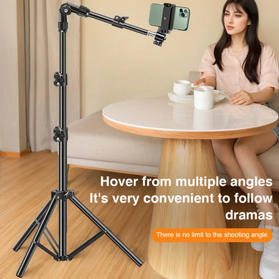 Phone Tripod Adjustable Horizontal Overhead Tripod Cell Phone Tripod Stand for Recording/Watching/Vlog