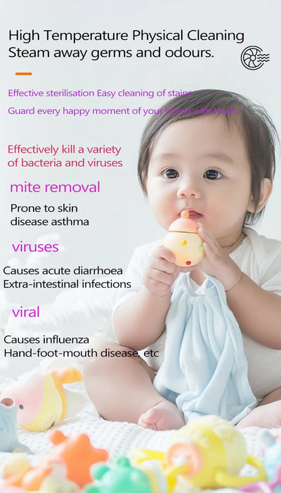 Steam cleaner, 3-level adjustable handle, 15-year heating element, 1.2-liter tank, portable steam cleaner for cleaning with 12 a