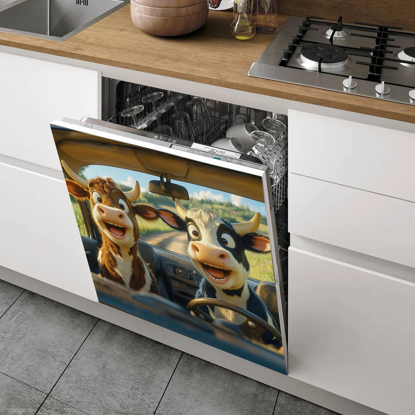 Easy-Clean Magnetic Dishwasher Door Cover - No Glue Needed, Perfect for Kitchen Decor & Stainless Steel Panels, 23.03x25.59 inch
