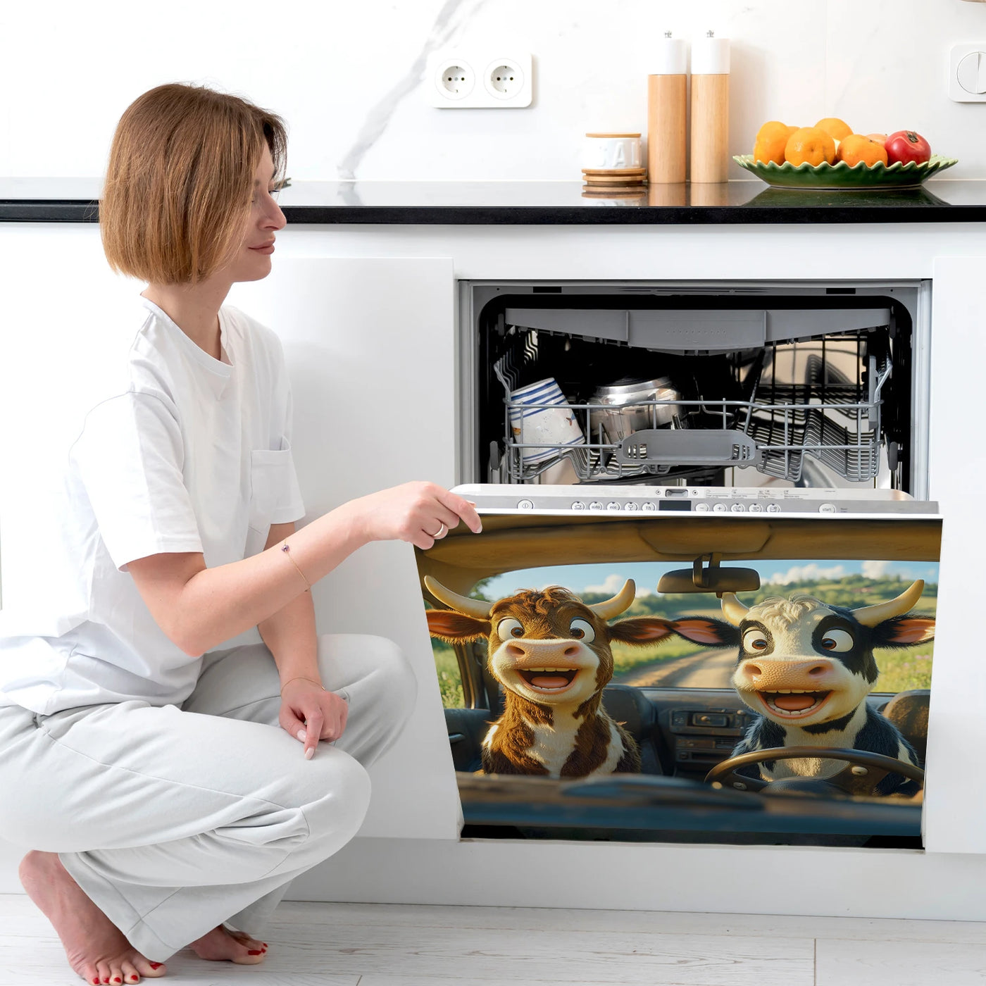 Easy-Clean Magnetic Dishwasher Door Cover - No Glue Needed, Perfect for Kitchen Decor & Stainless Steel Panels, 23.03x25.59 inch