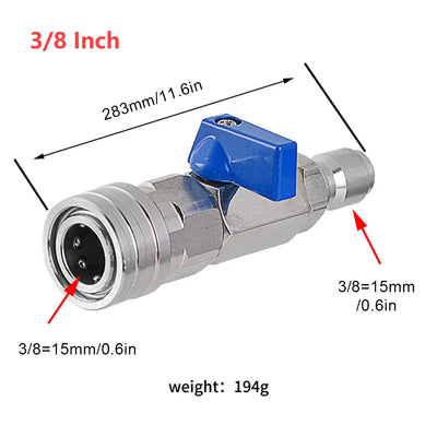 High Pressure Washer Ball Valve Kit with 3/8 Or 1/4 Inch Quick Connector Quick Connect Ball Valve 4500 PSI for Power Washer Hose