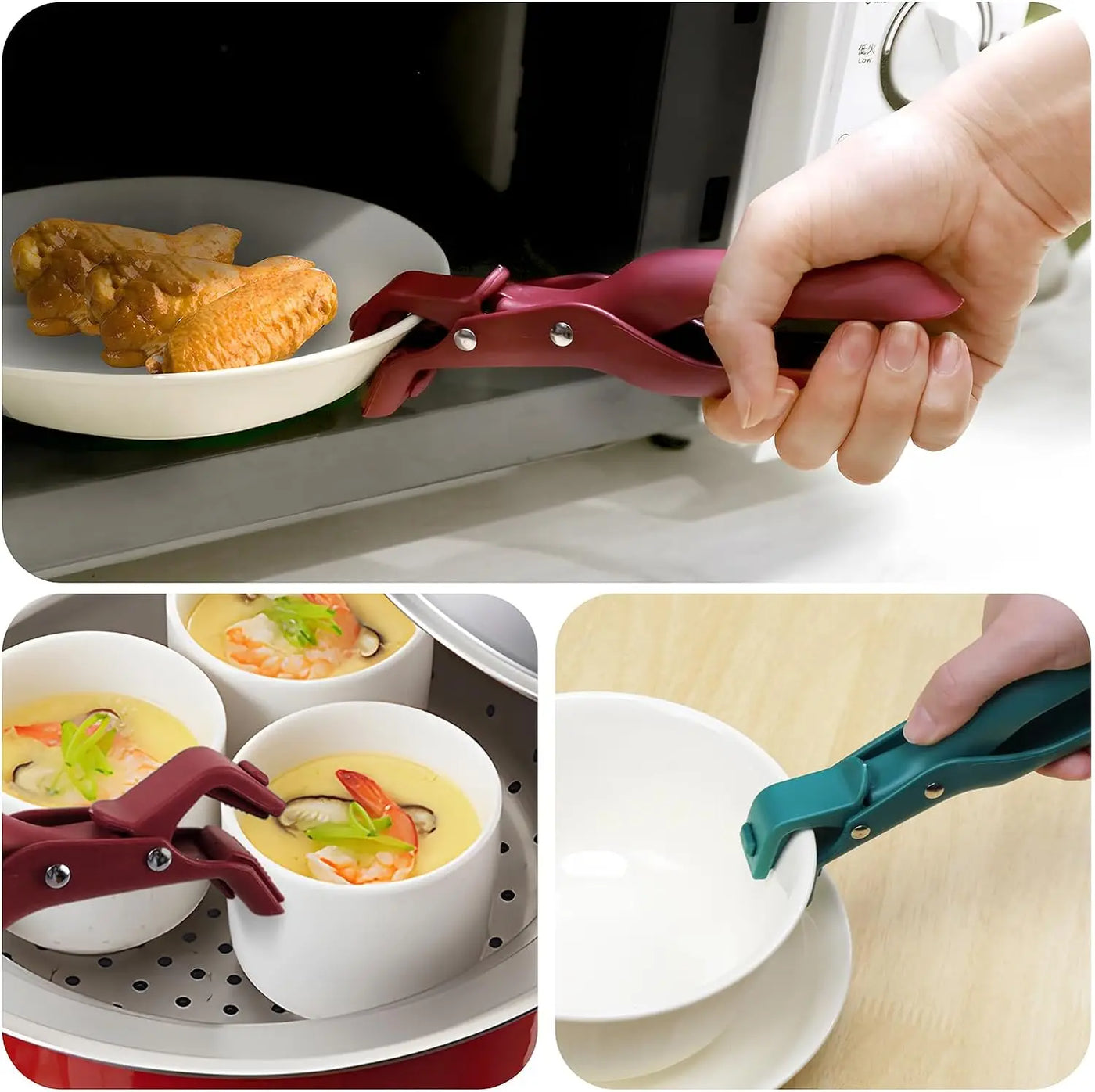 Easy Lift Anti-Scald Bowl Clip Hot Dish Non-slip Holder Plate Retriever Tongs Pot Pan Gripper Multifunction Kitchen Supplies