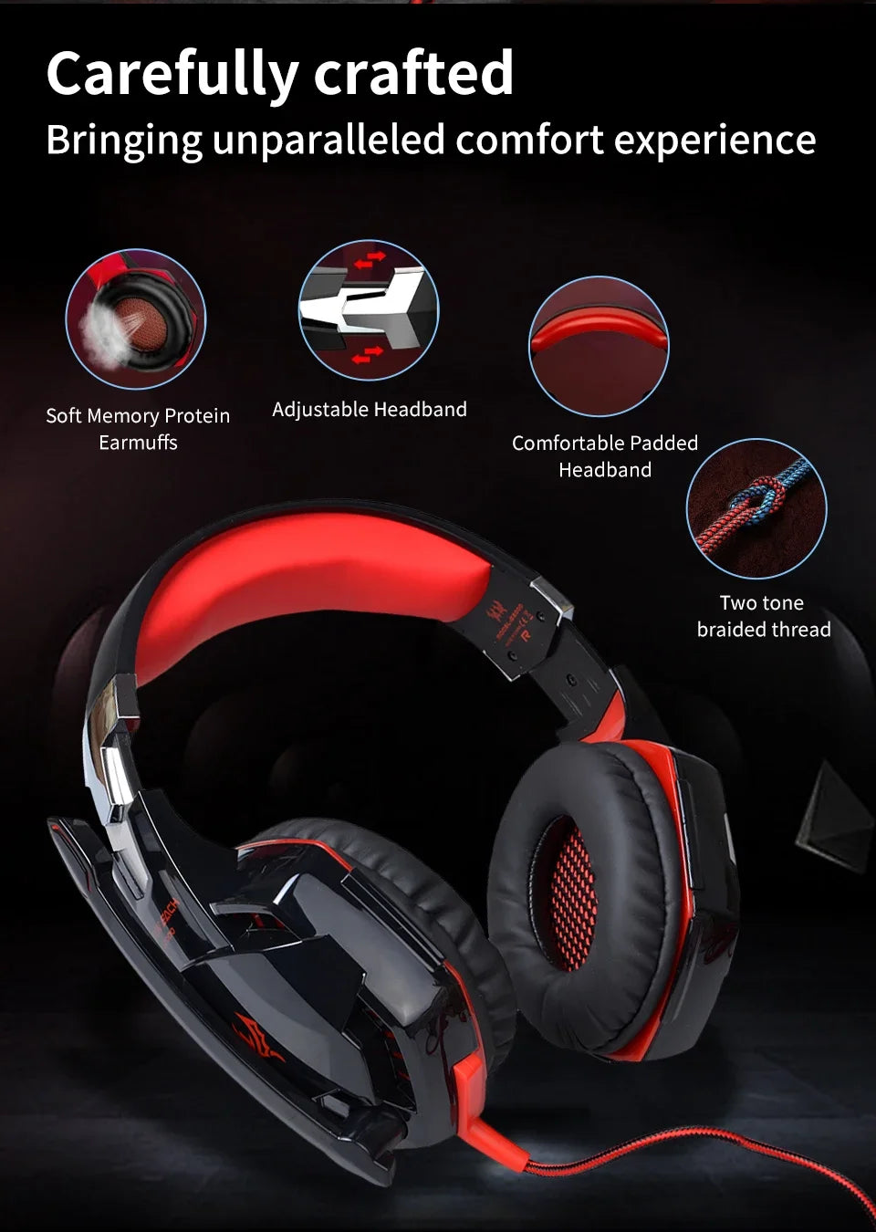 Gaming Headphones Wired Headset with Microphone 3.5mm Surrond Sound Stereo Deep Bass for PS4 PS5 PC Laptop XBOX Gamer Glowing