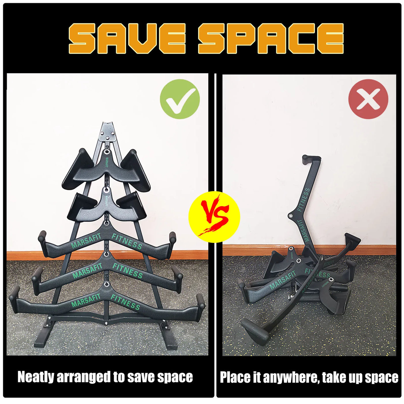 Wall Mount Fitness Equipment Storage Rack - Space-Saving Gym Organizer
