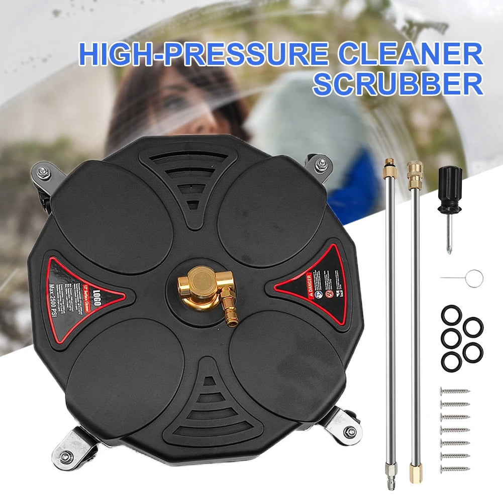Pressure Washer 1/4 Quick Connector Surface Cleaner Attachment 2500PSI Stainless Steel with Extension Wand Replacement Nozzles