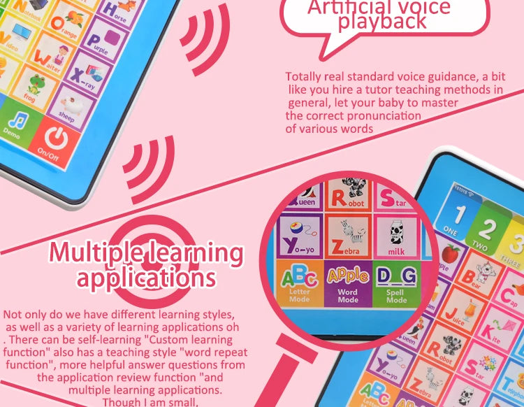 Learning Tablet for Kids Fun Touch and Learn Machine Educational Children Electronic Preschool Children Toys for Toddler Kids