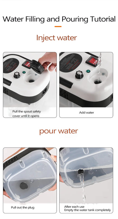 Steam cleaner, 3-level adjustable handle, 15-year heating element, 1.2-liter tank, portable steam cleaner for cleaning with 12 a