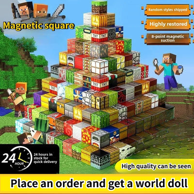 2025 Magnetic Building Blocks Mine World Magnet Cube Set for Boy Girl Kid Age 3+ DIY Model Children Stem STEM Sensory Toy Gift
