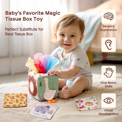Baby Montessori Toys Magic Tissue Box Finger Exercising Busy Board Educational Learning Activity Sensory Toys For Kids Baby Game
