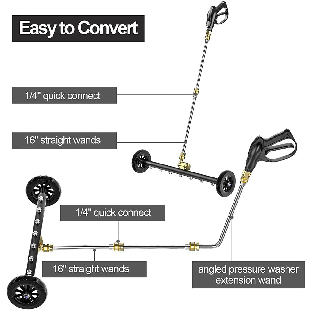 22 Inch Pressure Washer 1/4 Quick Connector Water Broom Under Car Chassis Floor Wash 4000 PSI Car Chassis High Pressure Washer