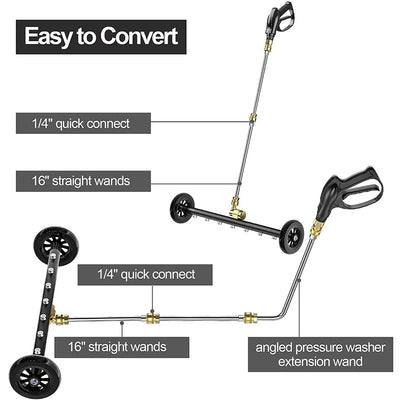 22 Inch Pressure Washer 1/4 Quick Connector Water Broom Under Car Chassis Floor Wash 4000 PSI Car Chassis High Pressure Washer