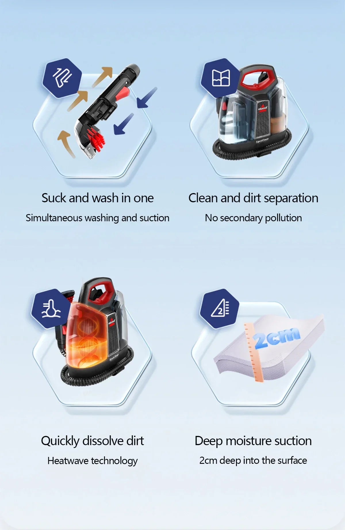 BISSELL SpotClean Handheld Steam Cleaner Sofa Carpet Curtain Car Vacuum Cleaner Spray Suction Integrated Machine Clean Machine