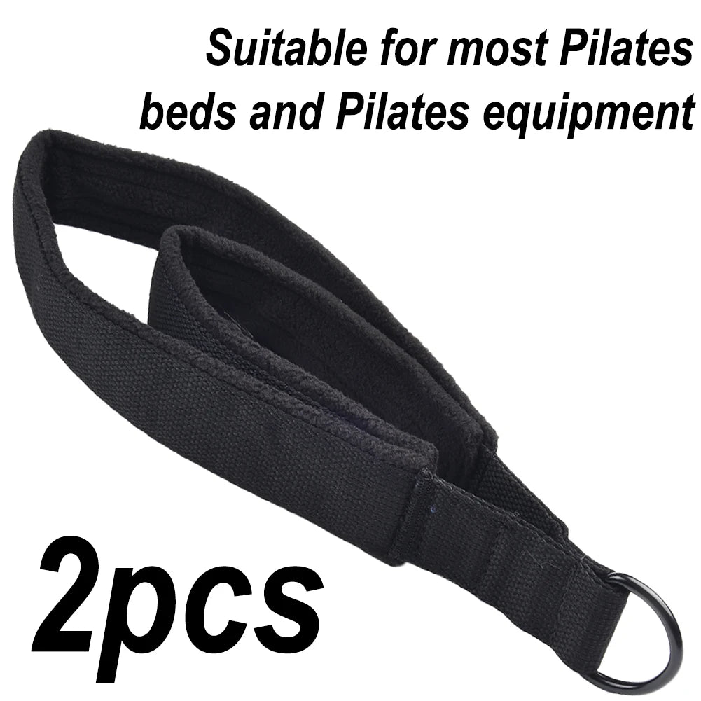 Pilates Reformer Foot Straps - Double Loop D-Ring Exercise Handles (2-Pack)
