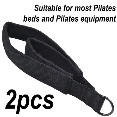 Pilates Reformer Foot Straps - Double Loop D-Ring Exercise Handles (2-Pack)