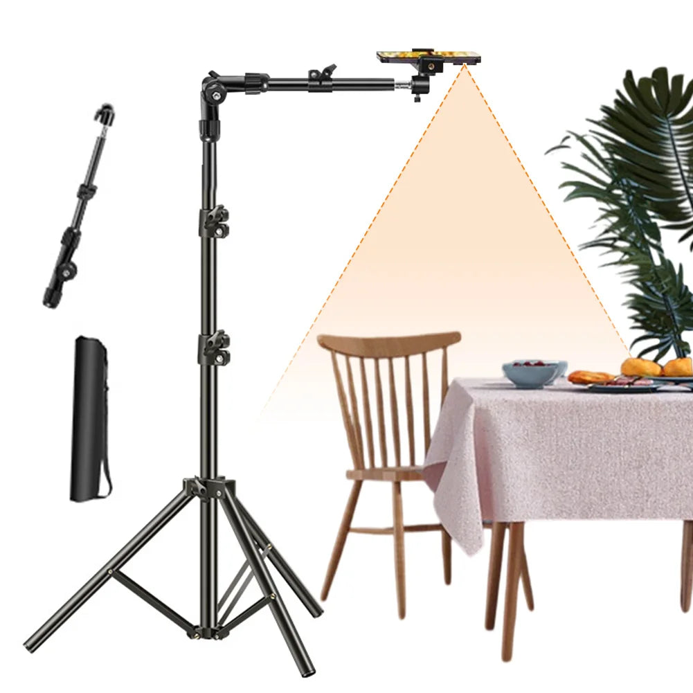 Phone Tripod Adjustable Horizontal Overhead Tripod Cell Phone Tripod Stand for Recording/Watching/Vlog