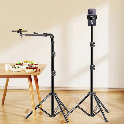 Phone Tripod Adjustable Horizontal Overhead Tripod Cell Phone Tripod Stand for Recording/Watching/Vlog