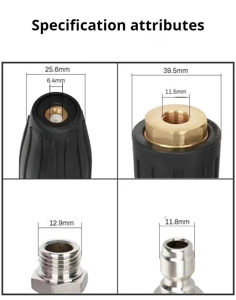 High Pressure Washer Fast Rotating TurboNozzle,1/4 QuickConnect Spray Tip 2.5,3.0,3.5,4.0,4.5 GPM 4000PSI