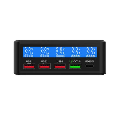 Multi USB Charger 50W 5 Port USB Fast Charger with QC 3.0 Quick Charge LCD Smart Charging Station Hub for Multiple Devices