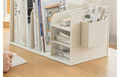 Office Desk Bookelf Desktop Organizer File Book Storage Box Rectangular Plastic Simptic Desktop Storage Box for Office