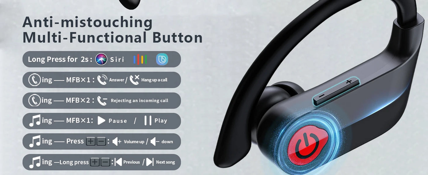 Wireless Earbuds 5.3 Bluetooth Headphones Sports Ear Buds with Earhooks 120H Playtime Wireless Headphones for Workout Waterproof