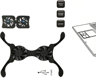 Foldable Cooling Pad Laptop Cooler with Double Fans Laptop Stand USB Powered for 7-15 inch Notebook PC LCD Display Cooler Holder