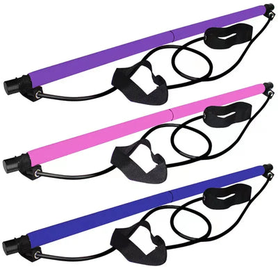 Adjustable Pilates Stick - Portable Fitness Bar with Resistance Bands
