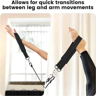 2Pcs Black Fitness D-Ring Double Loop Strap, Pilates Equipment D-Ring Strap, Home Gym Yoga Workout Sports Accessories