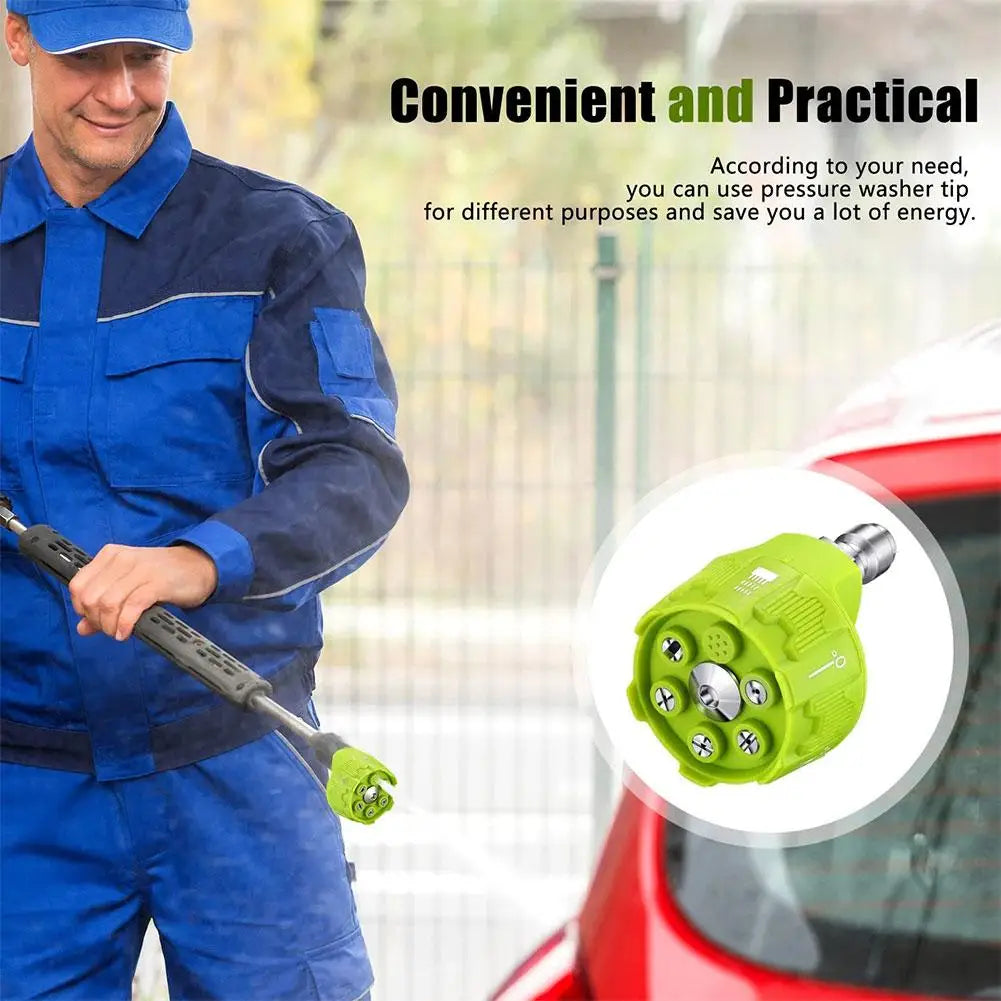 Pressure Washer Nozzle 6in1 Universal 4000Psi High Pressure Washer Spray Nozzle Garden Cleaning Pressure Jet Connect Spray Head